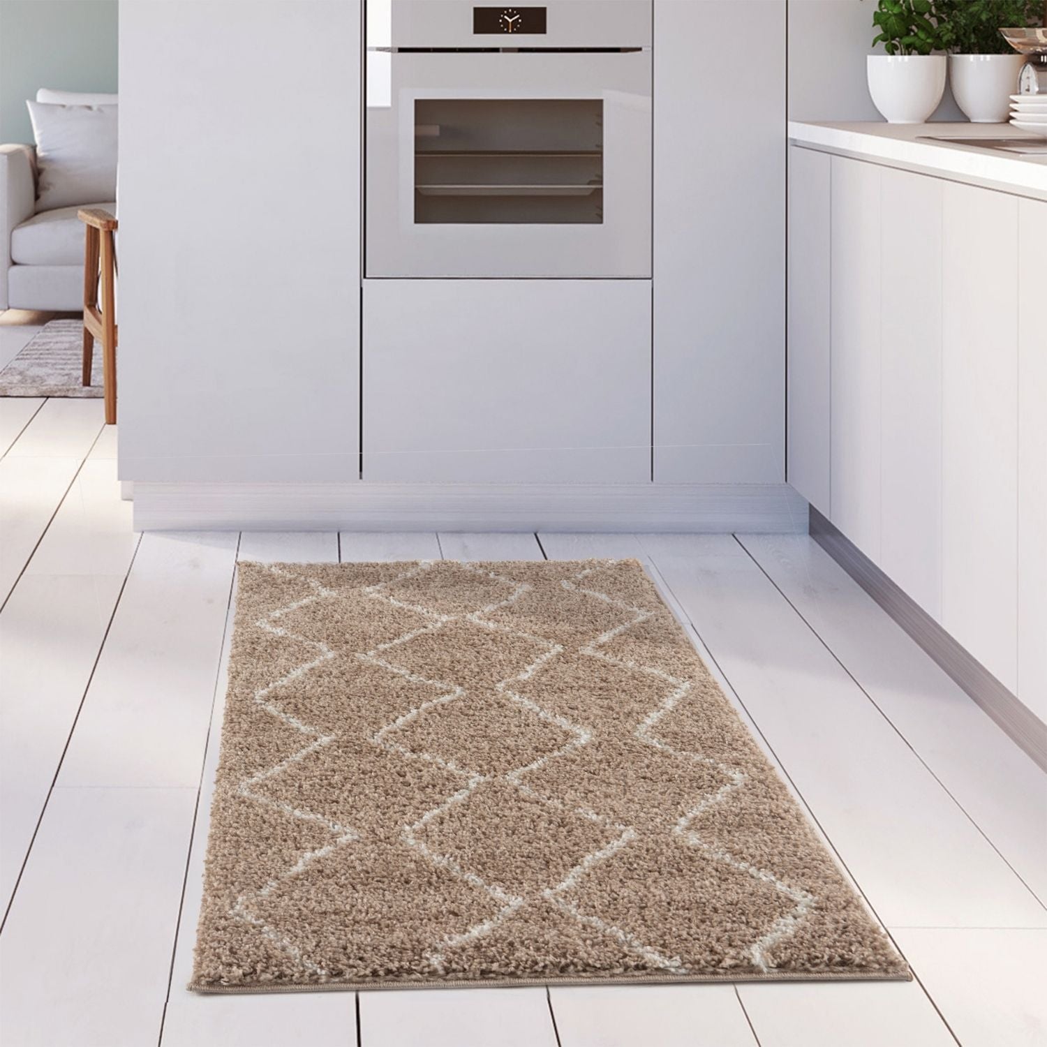 Moroccan Beige Shaggy Natural Rug