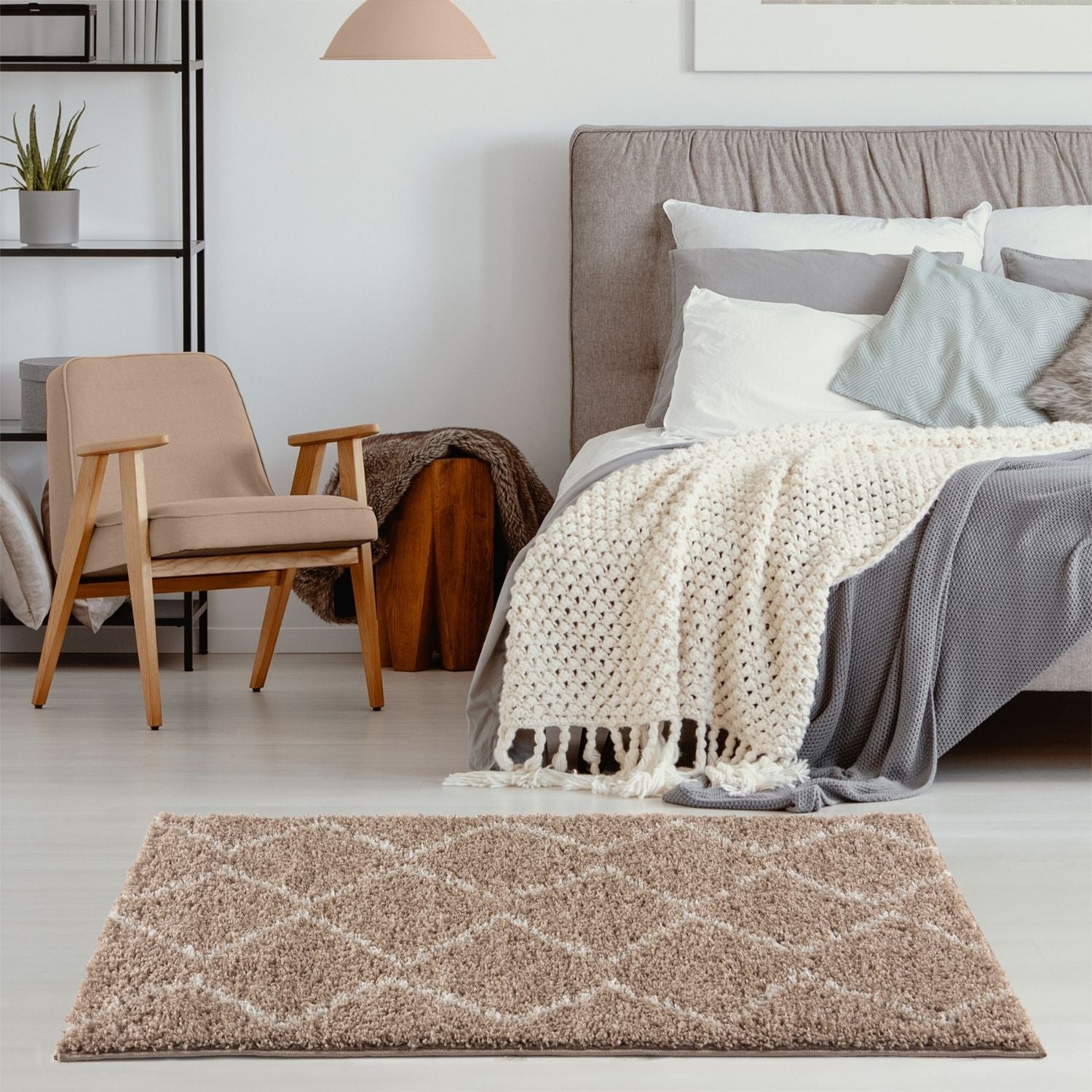 Moroccan Beige Shaggy Natural Rug