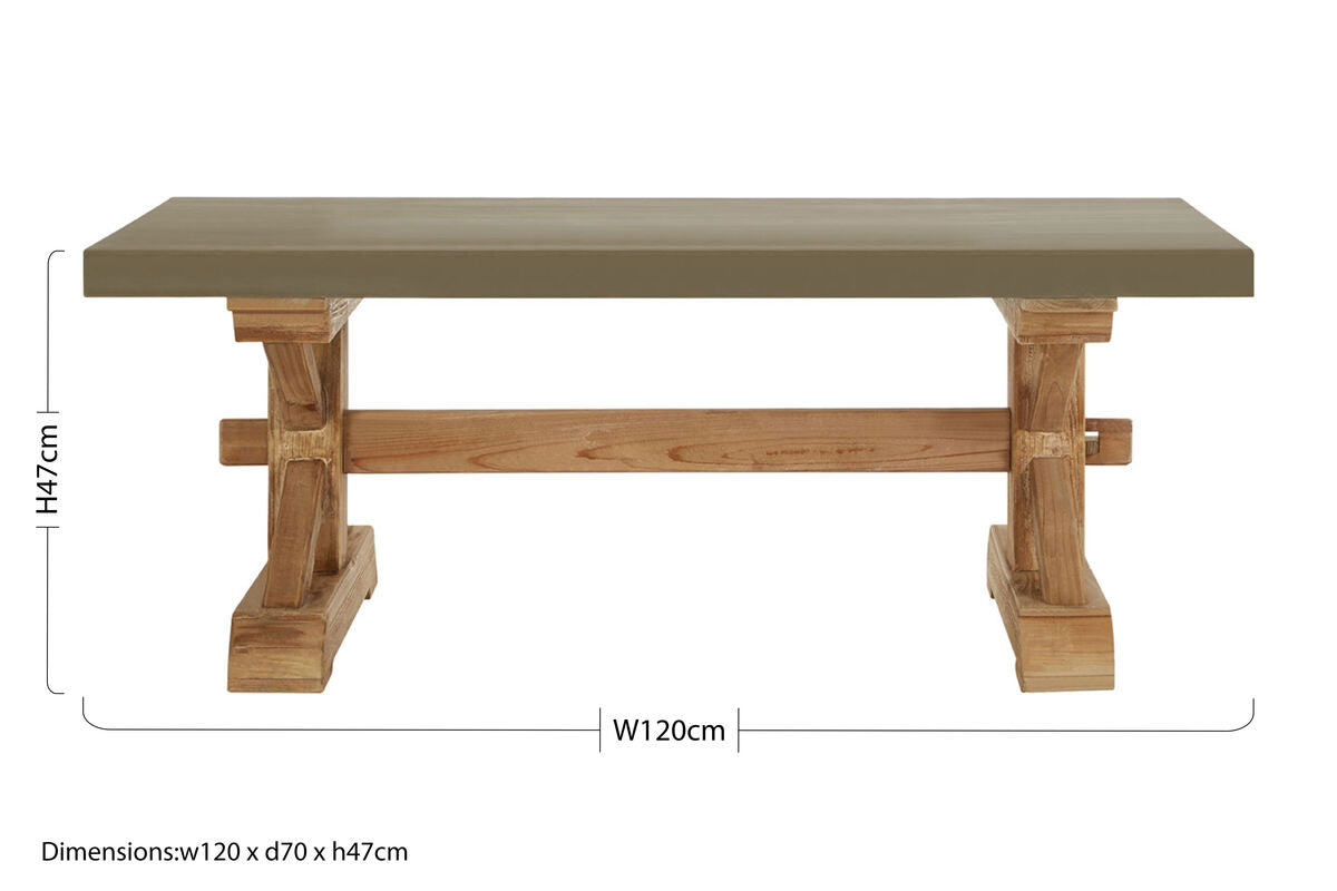 Pompeii Wooden Solid Wood Oak Contemporary Coffee Table
