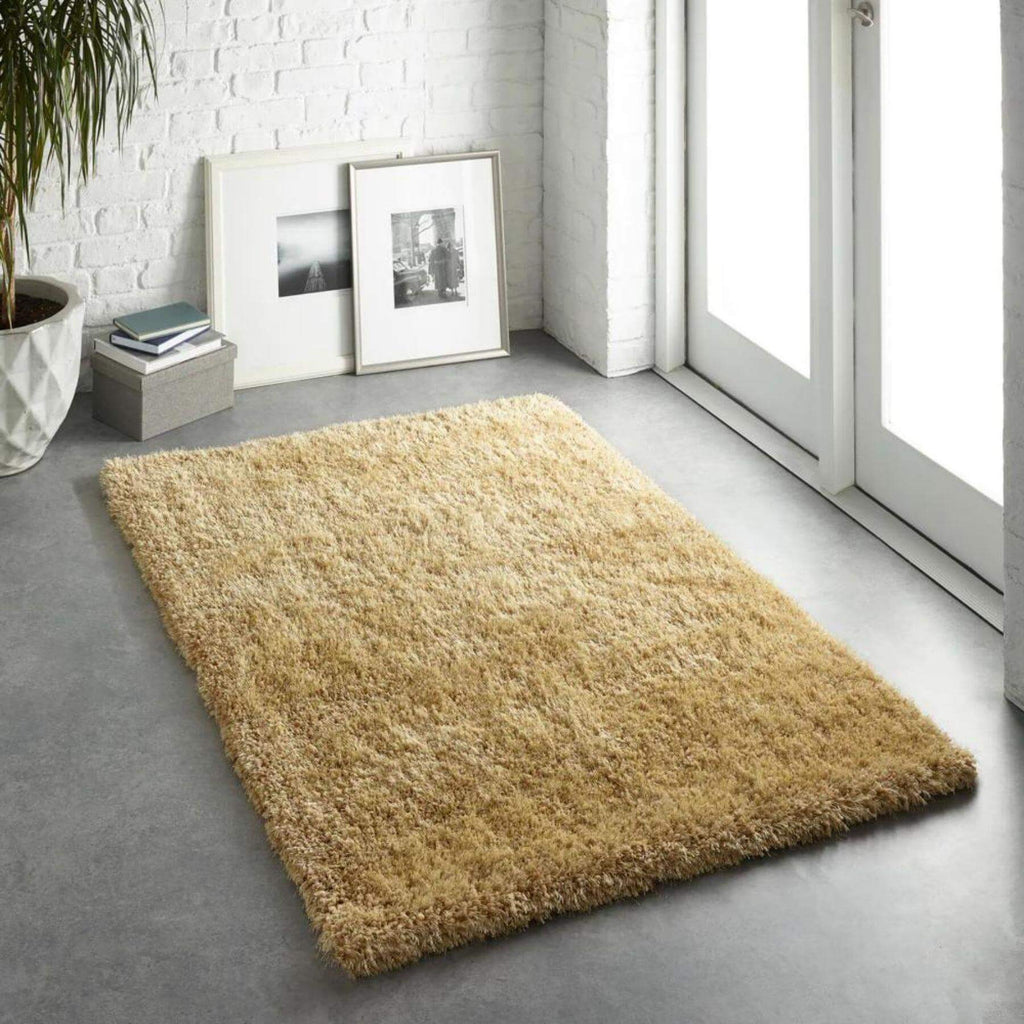 Chicago Ochre Shaggy Polyester Contemporary Rug