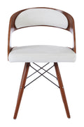 Parkar White Leather Chair With Curved Back