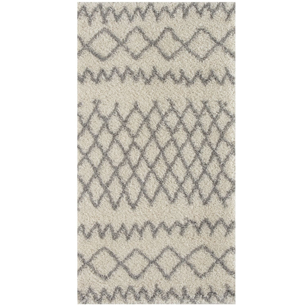 Moroccan Ivory Grey Shaggy Rug