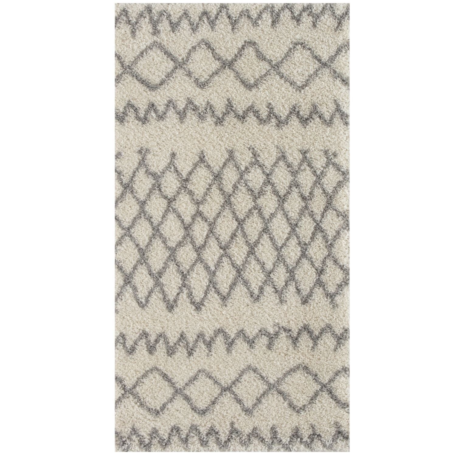 Moroccan Ivory Grey Shaggy Rug