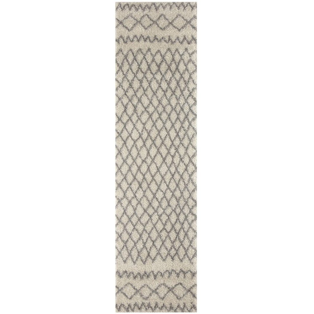 Moroccan Ivory Grey Shaggy Rug