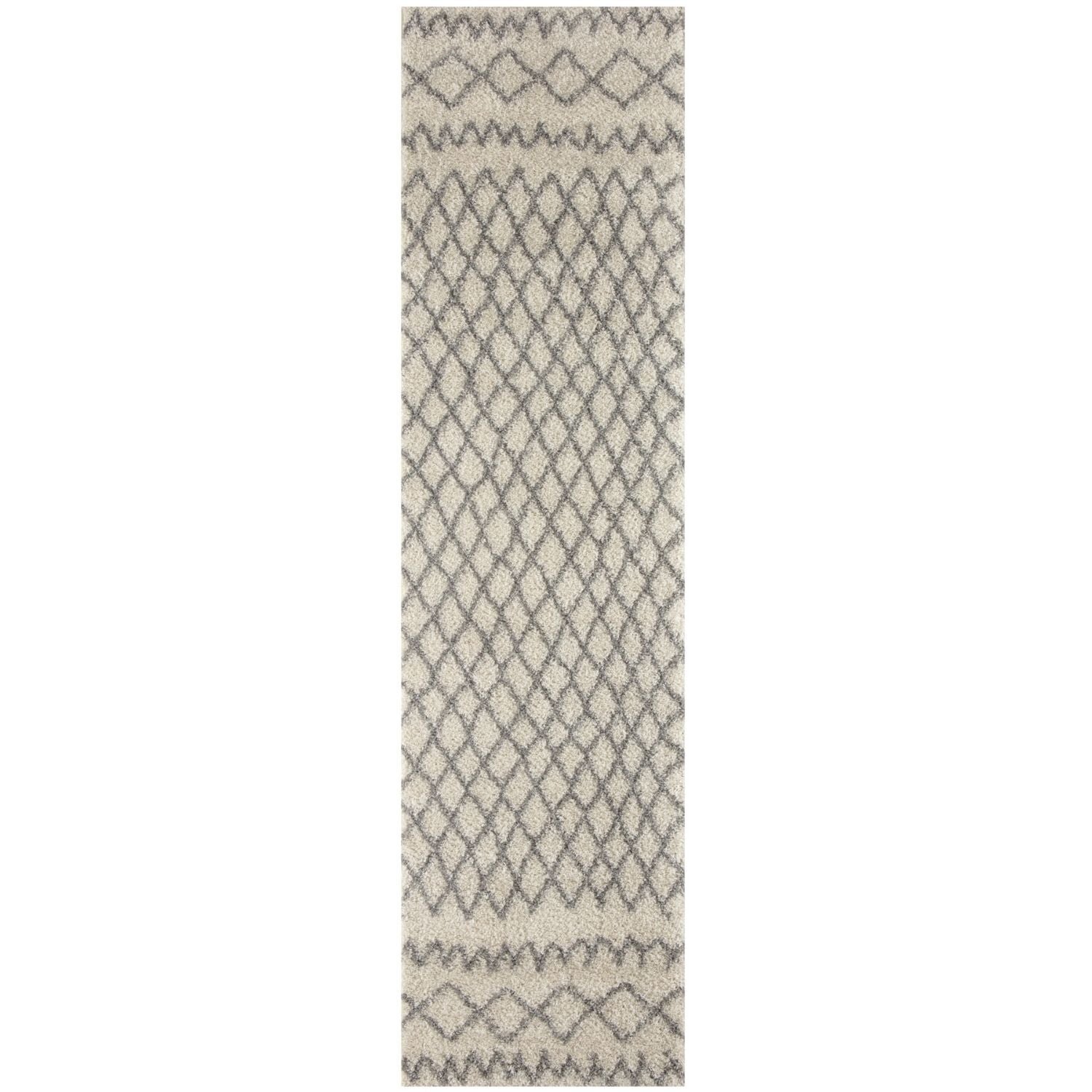 Moroccan Ivory Grey Shaggy Rug