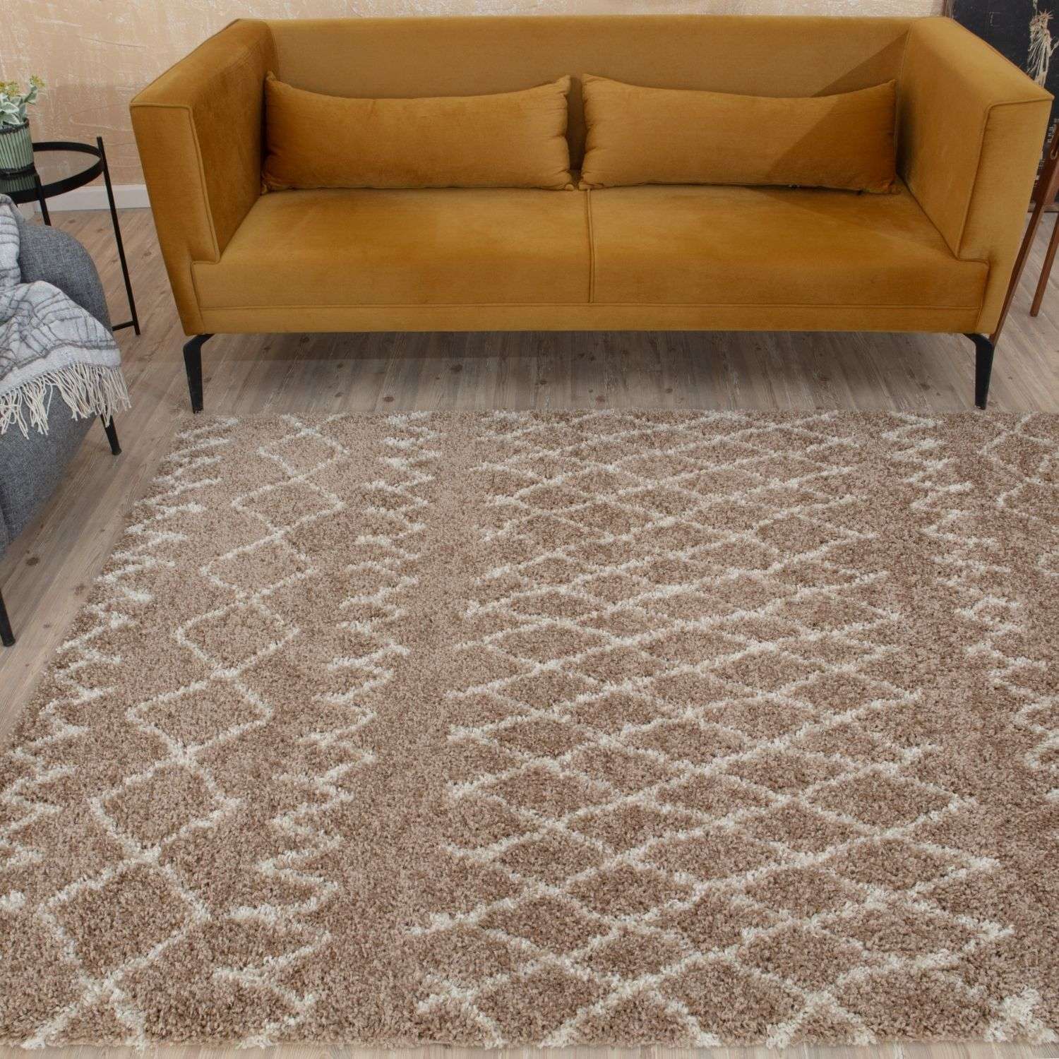 Moroccan Beige Shaggy Natural Rug