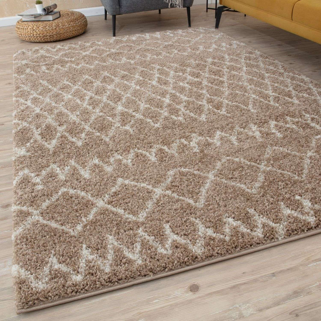 Moroccan Beige Shaggy Natural Rug