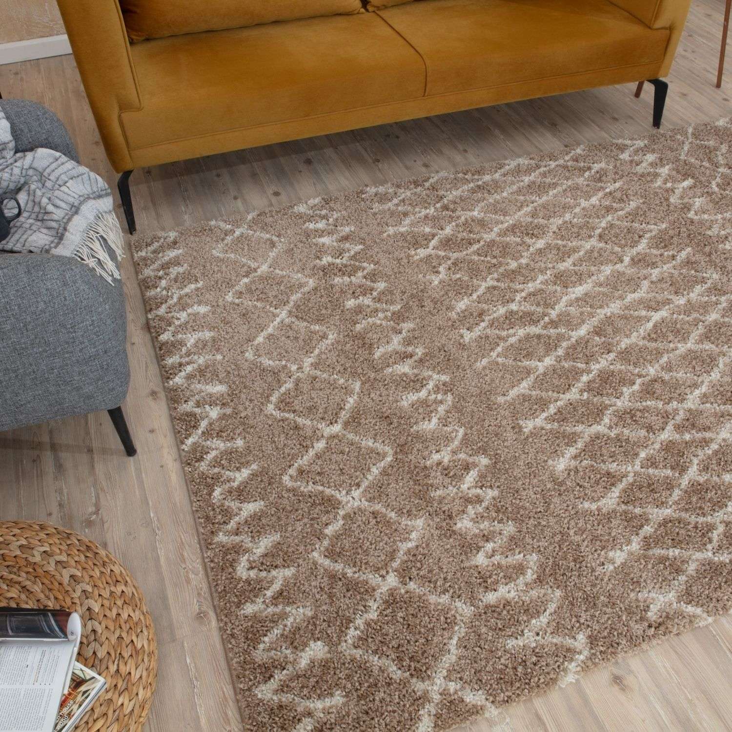 Moroccan Beige Shaggy Natural Rug