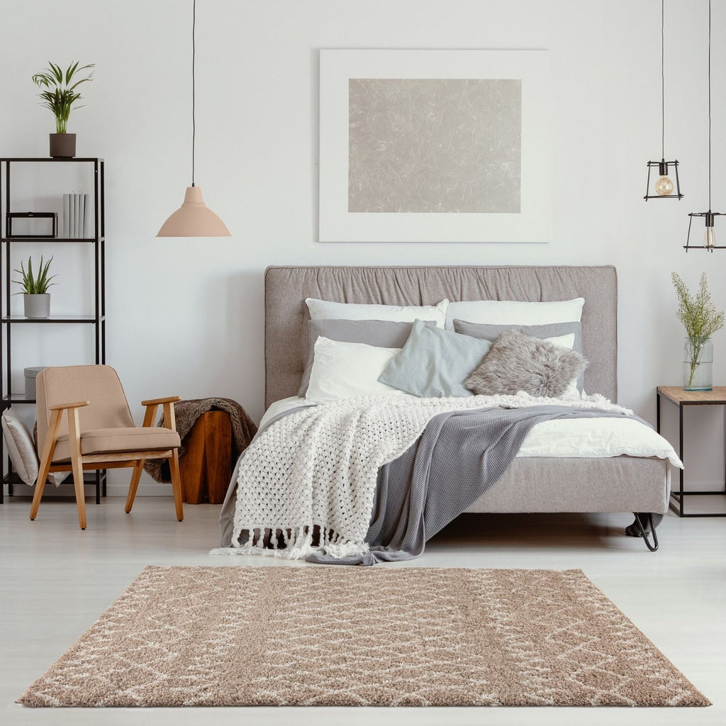 Moroccan Beige Shaggy Natural Rug