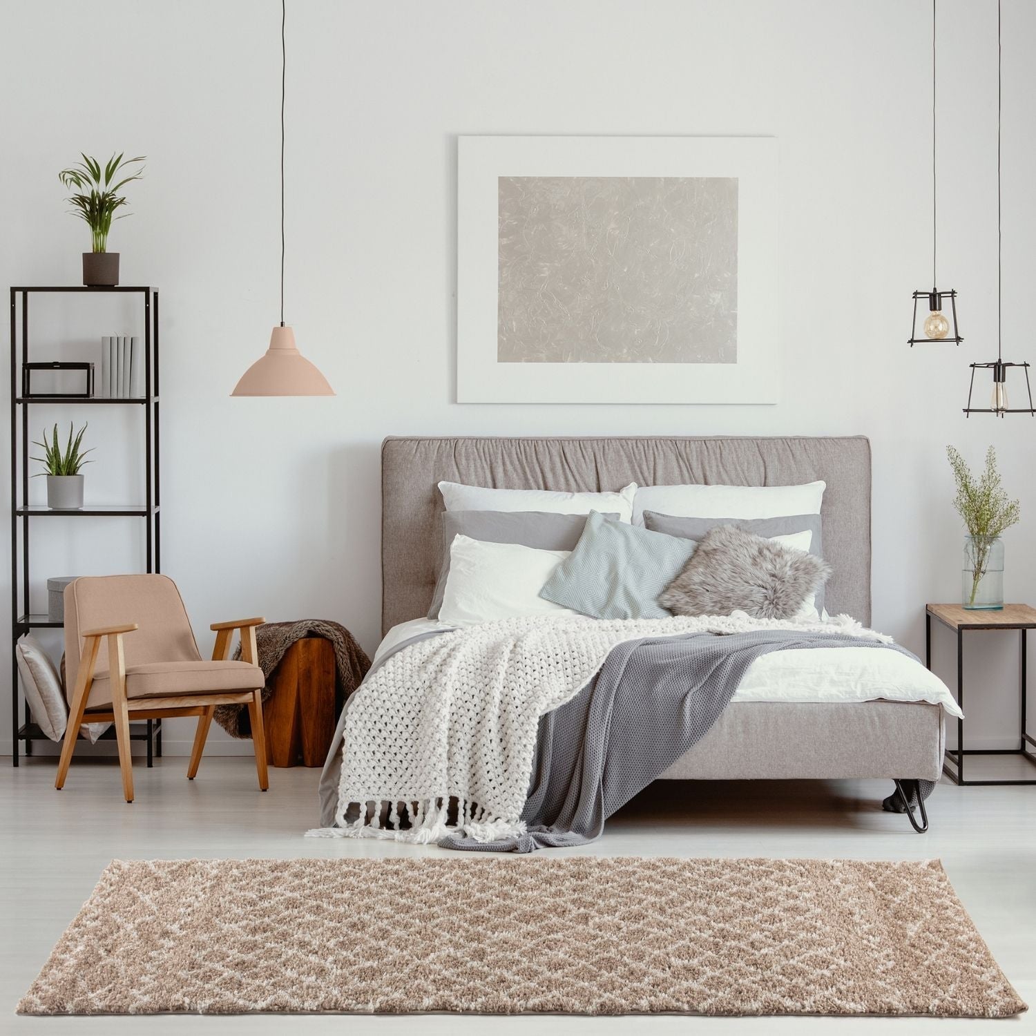Moroccan Beige Shaggy Natural Rug