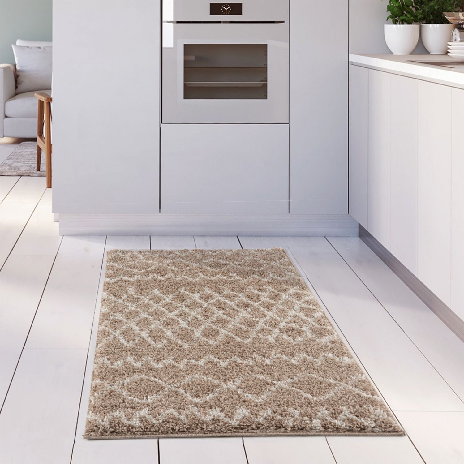 Moroccan Beige Shaggy Natural Rug