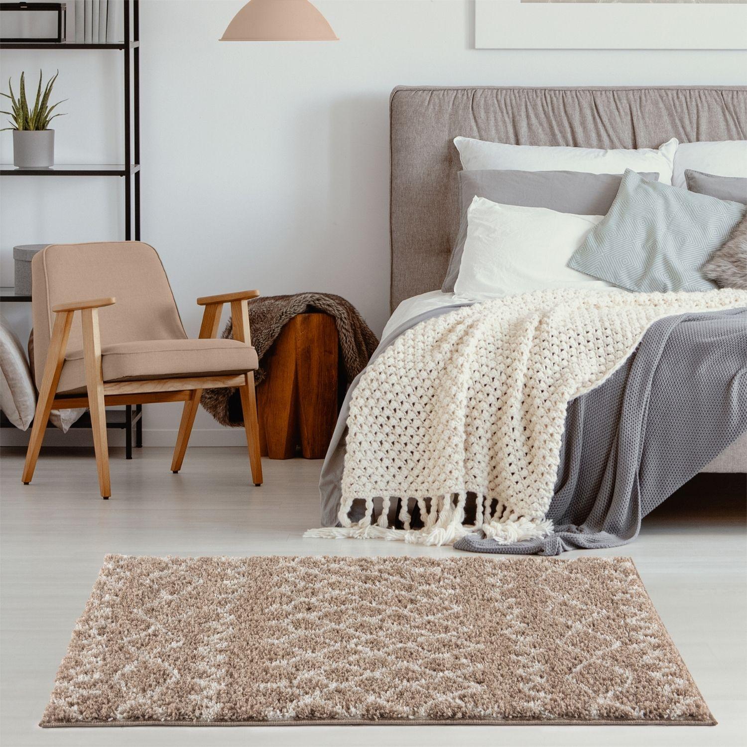 Moroccan Beige Shaggy Natural Rug