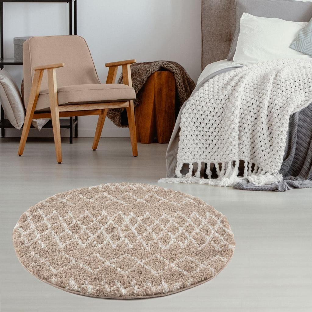 Moroccan Beige Shaggy Natural Rug