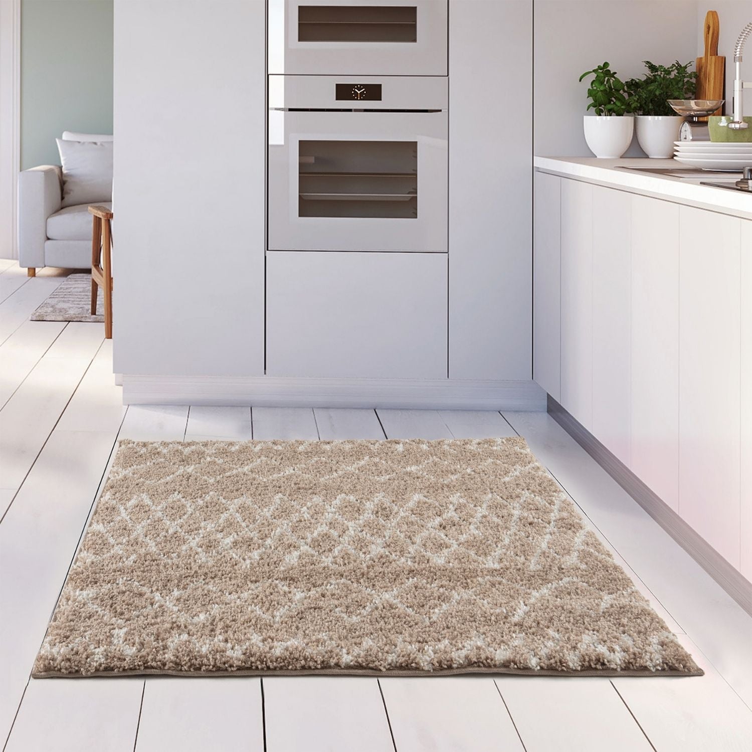 Moroccan Beige Shaggy Natural Rug