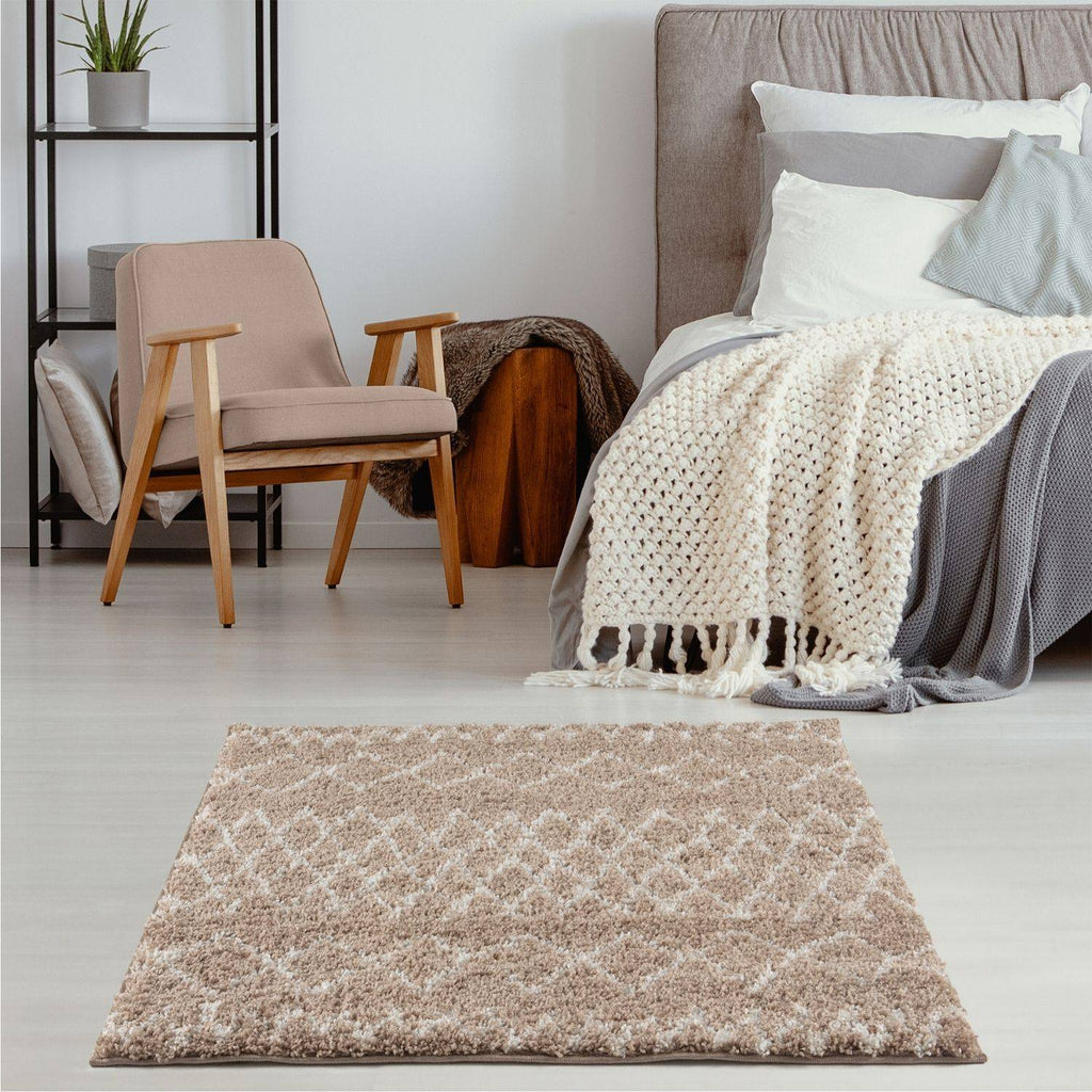 Moroccan Beige Shaggy Natural Rug