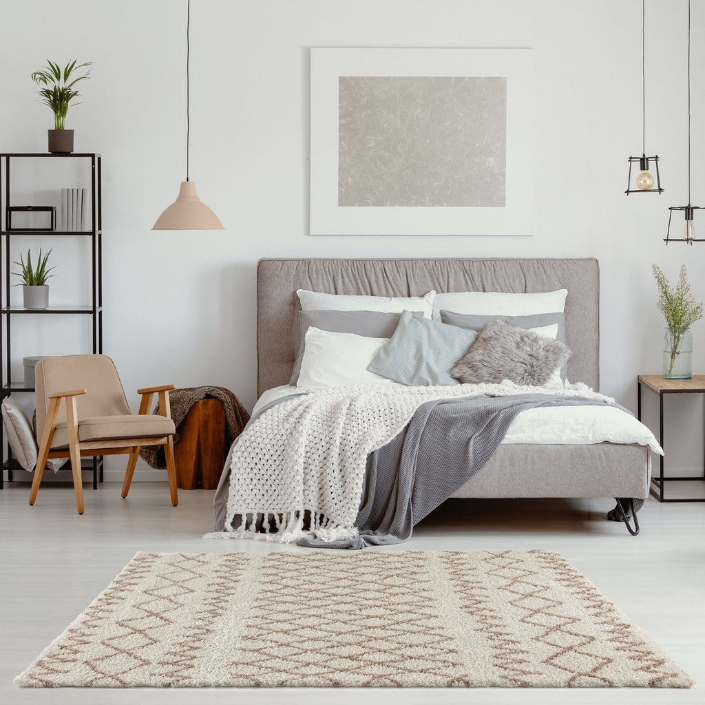 Moroccan Ivory Beige Shaggy Rug