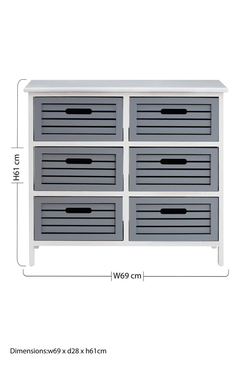 Vermont 6 Grey Cabinet Drawers
