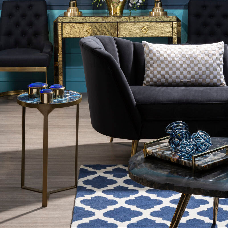 Bosie Kensington Townhouse Navy Blue & White Rug