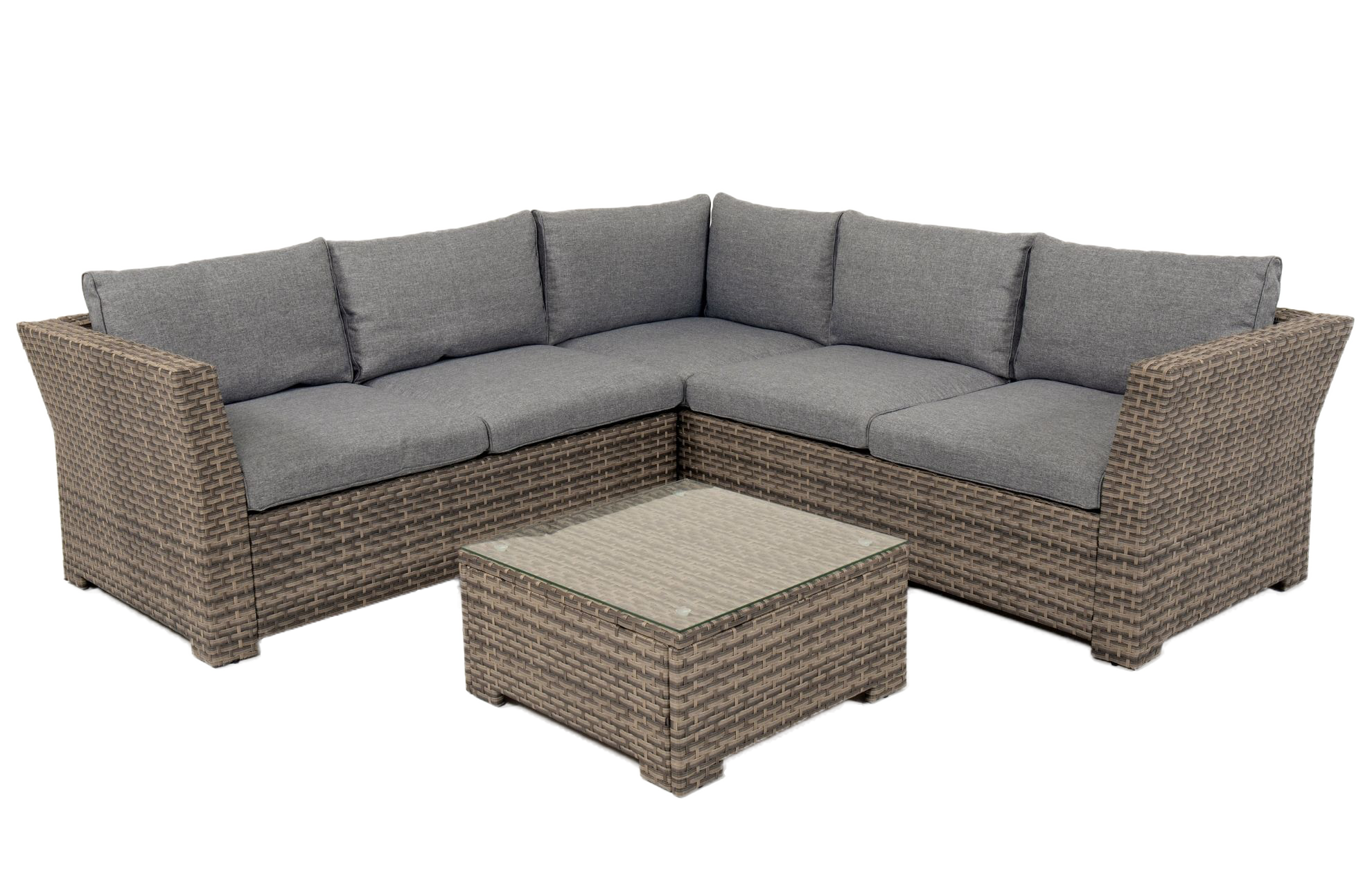 Chesterton Grey 5 Seater Corner Rattan Garden Sofa Lounge Set and Cover Bundle