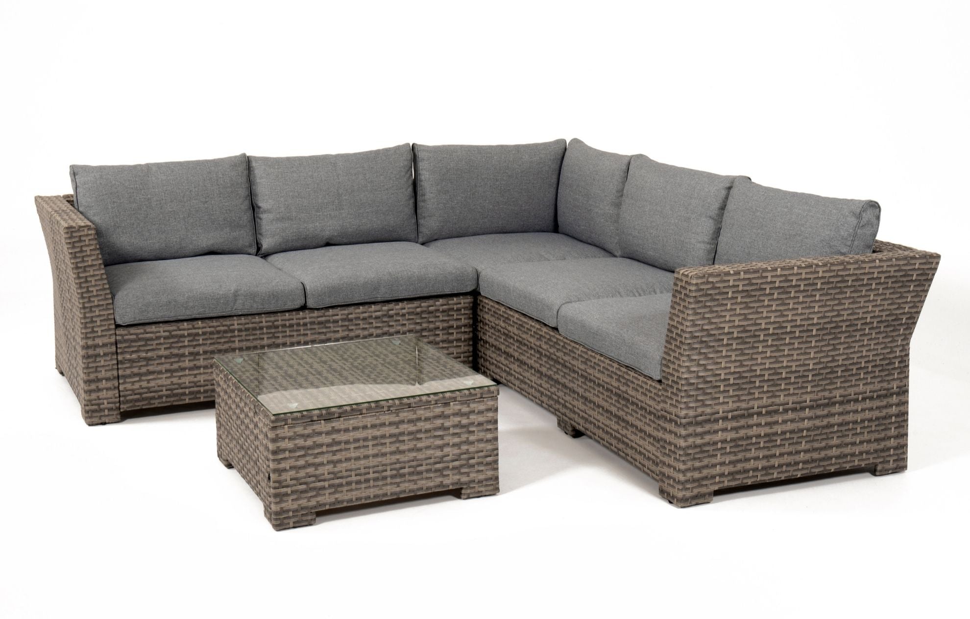 Chesterton Grey 5 Seater Corner Rattan Garden Sofa Lounge Set and Cover Bundle