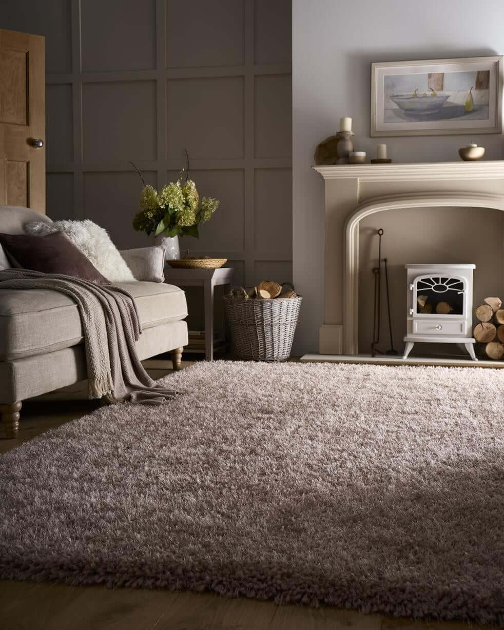Chicago Latte Shaggy Polyester Contemporary Rug