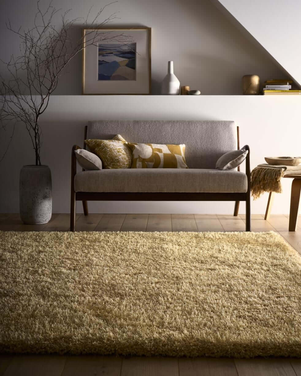 Chicago Ochre Shaggy Polyester Contemporary Rug