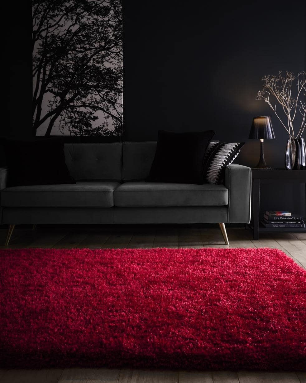 Chicago Red Shaggy Polyester Rug