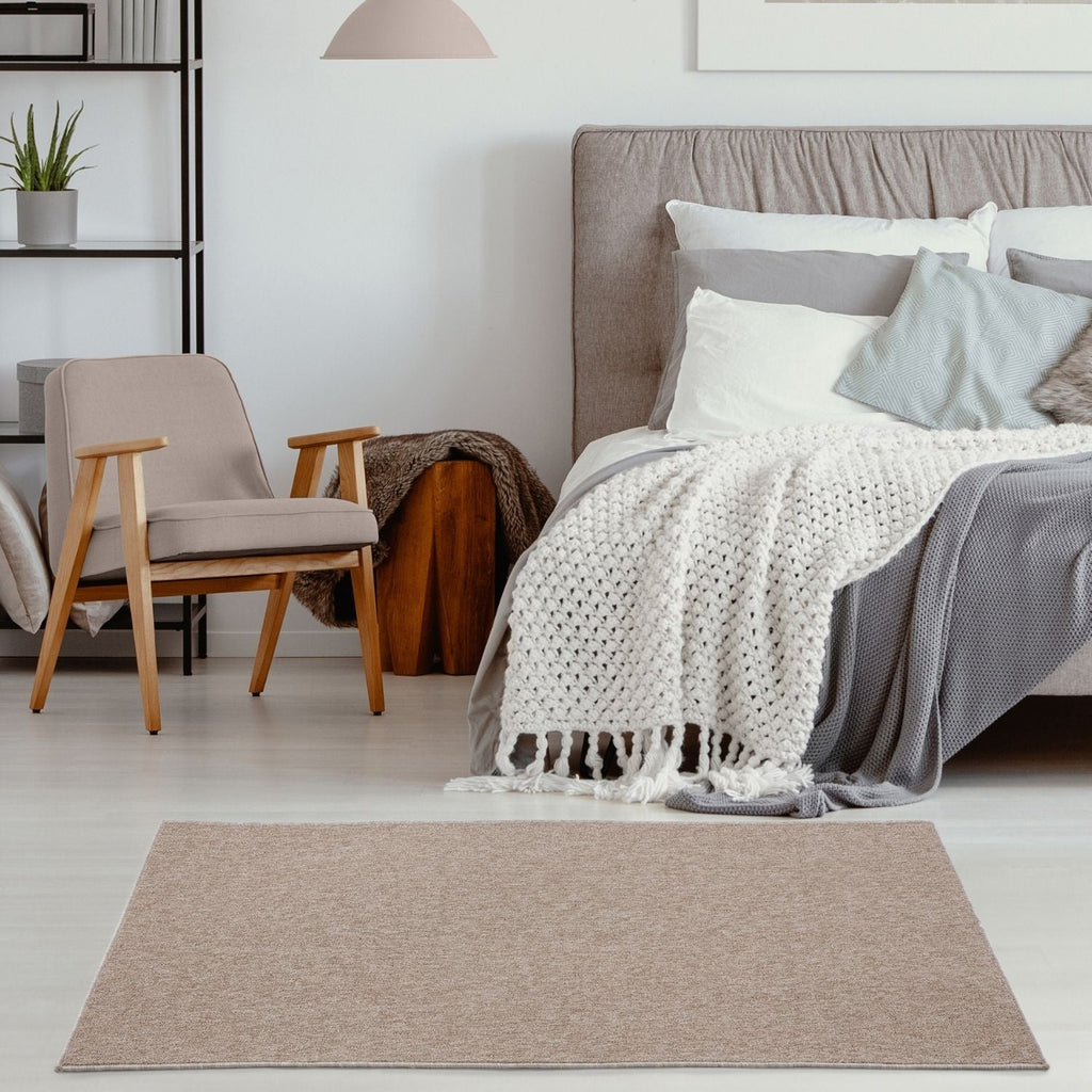 Flex Beige Low Pile Solid Rug