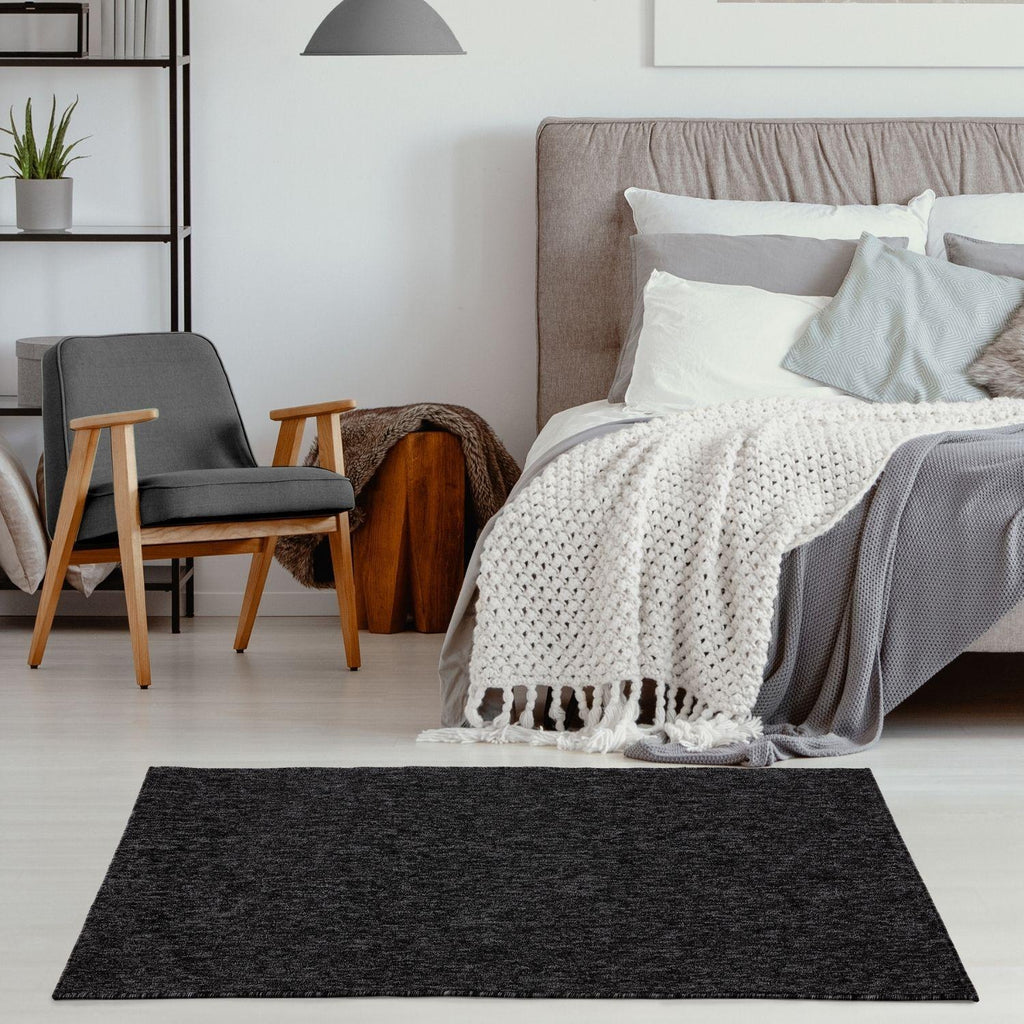 Flex Dark Grey Low Pile Solid Rug