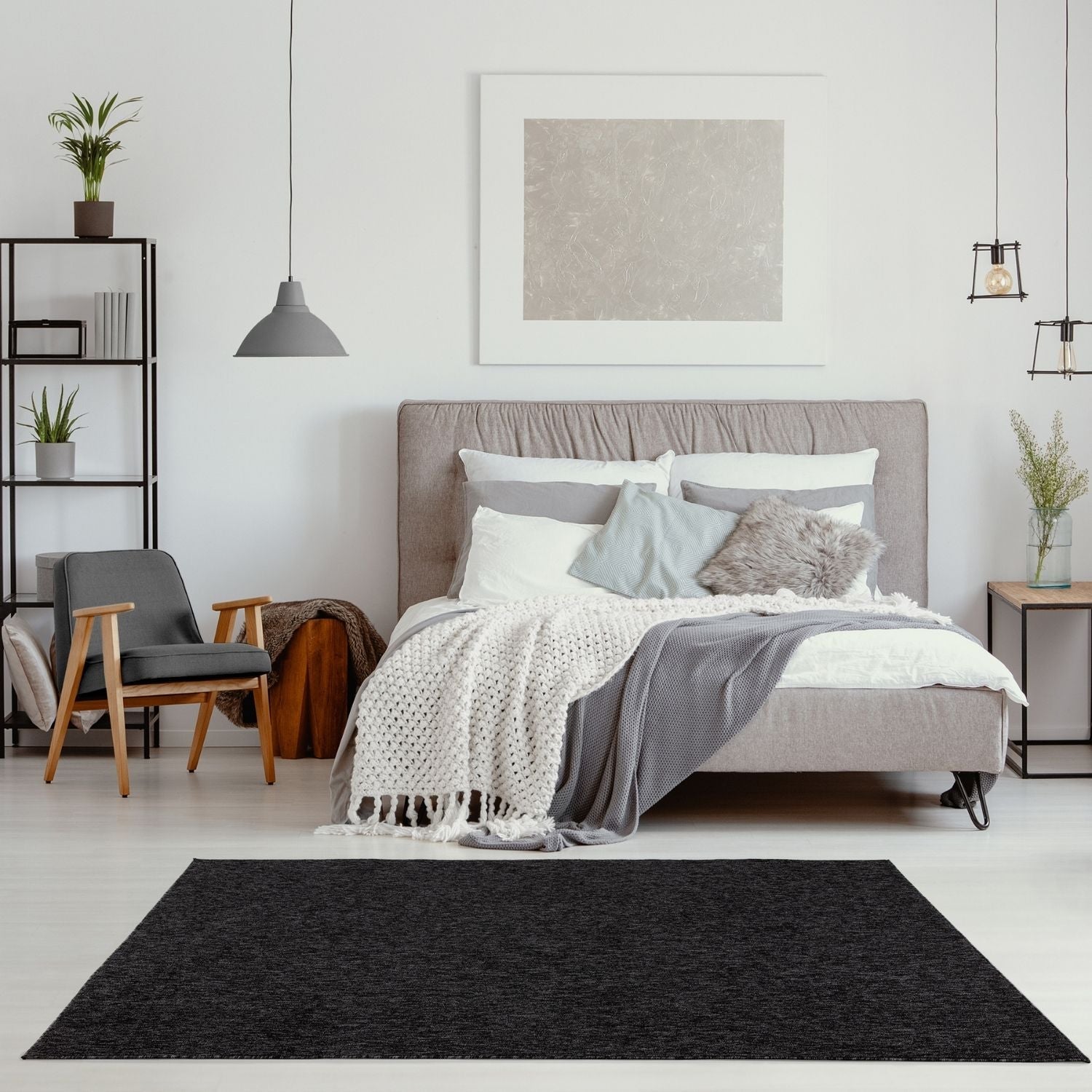 Flex Dark Grey Low Pile Solid Rug