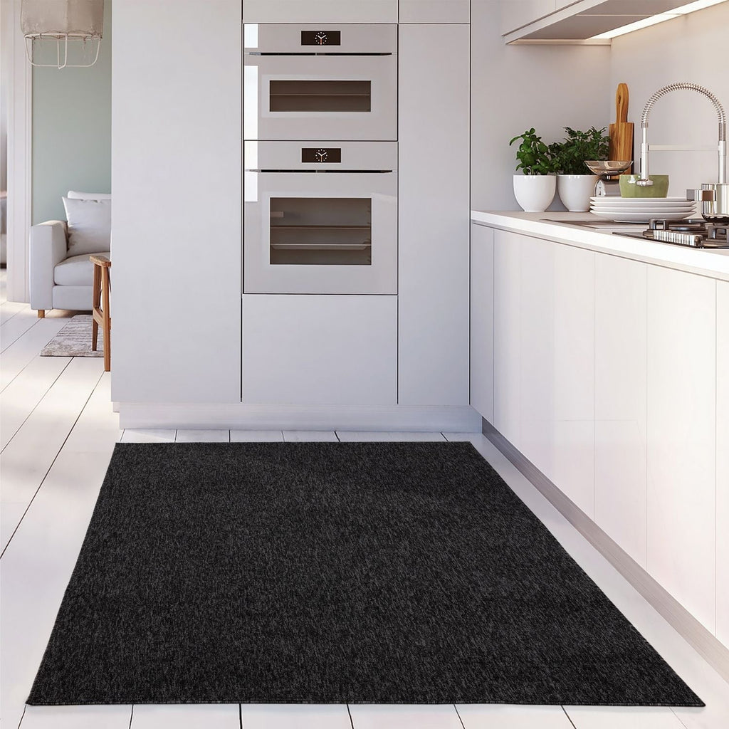 Flex Dark Grey Low Pile Solid Rug