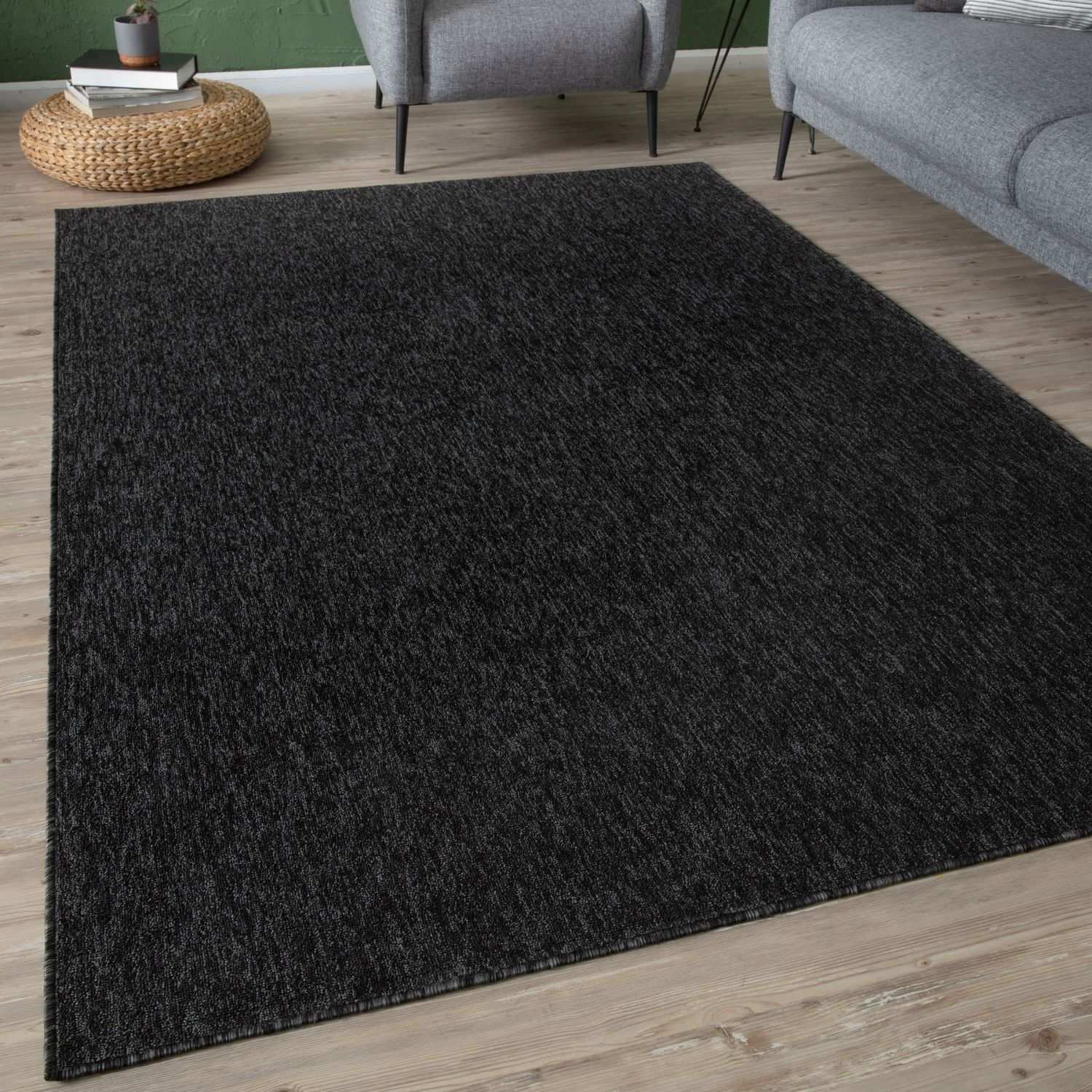 Flex Dark Grey Low Pile Solid Rug
