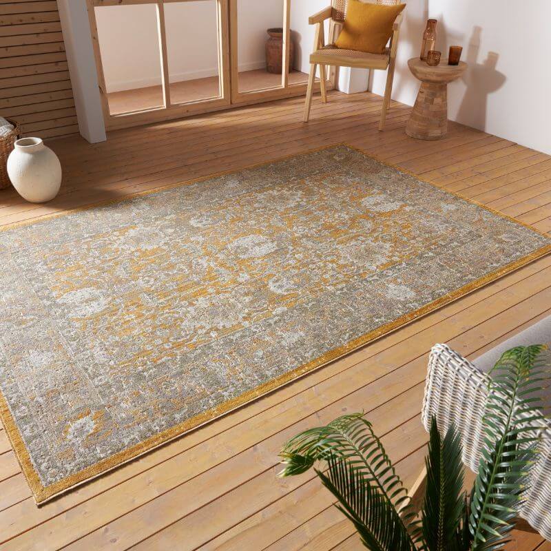 Indoor Outdoor Alexandria Yellow Vintage Rug