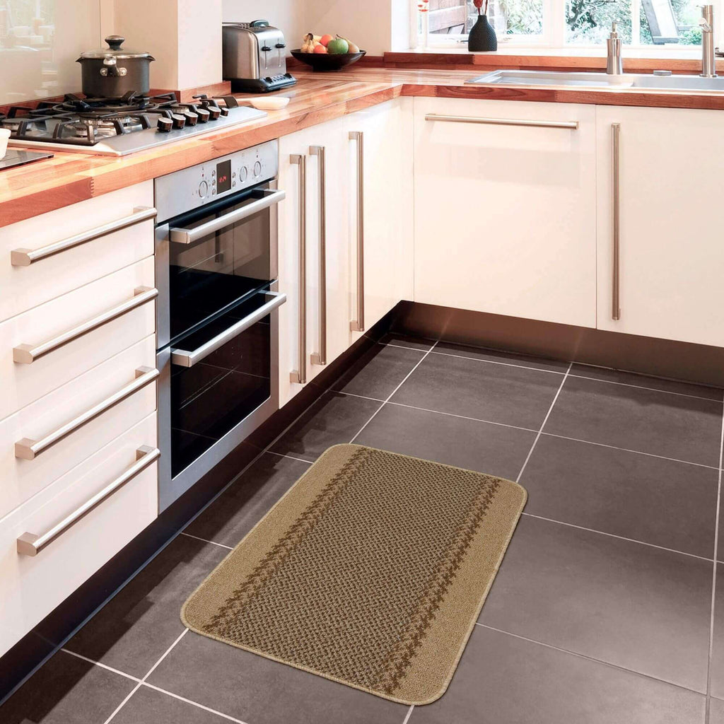 Washable Bordered Beige Modern Rug