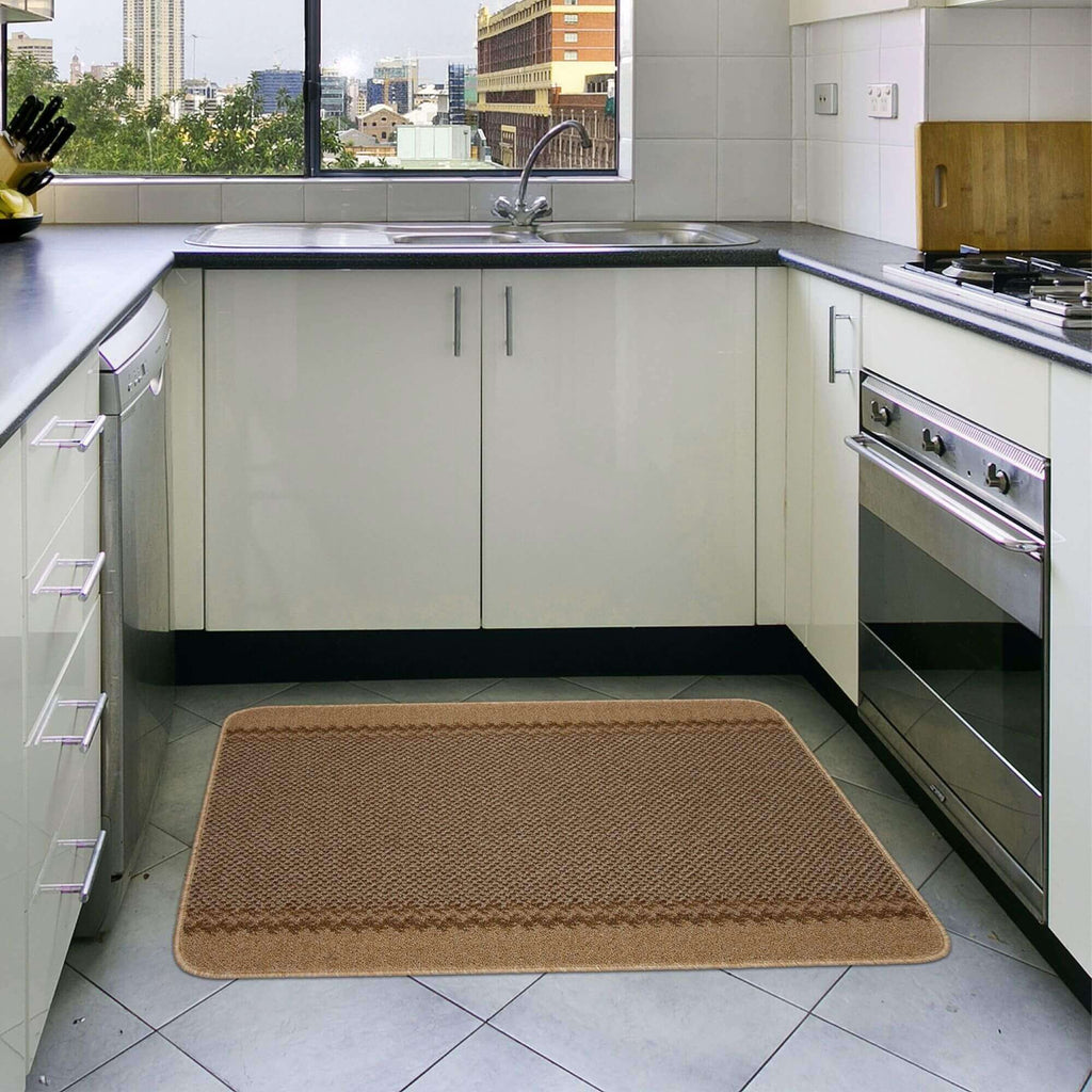 Washable Bordered Beige Modern Rug