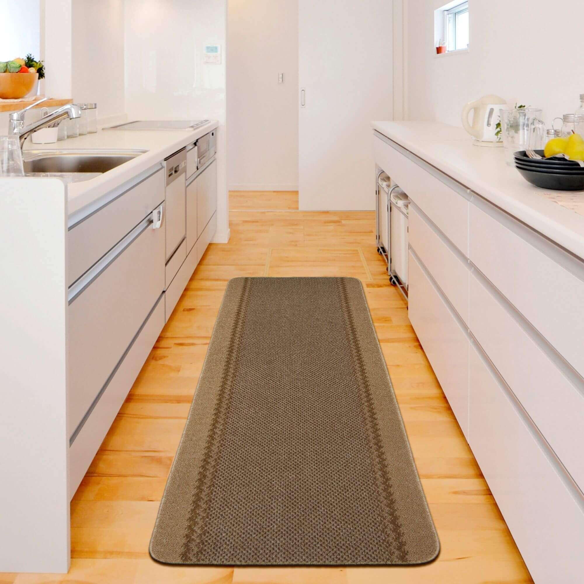 Washable Bordered Beige Modern Rug