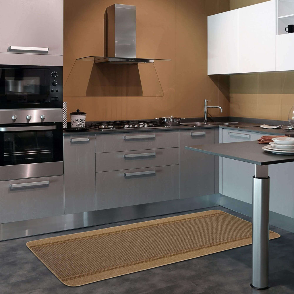 Washable Bordered Beige Modern Rug