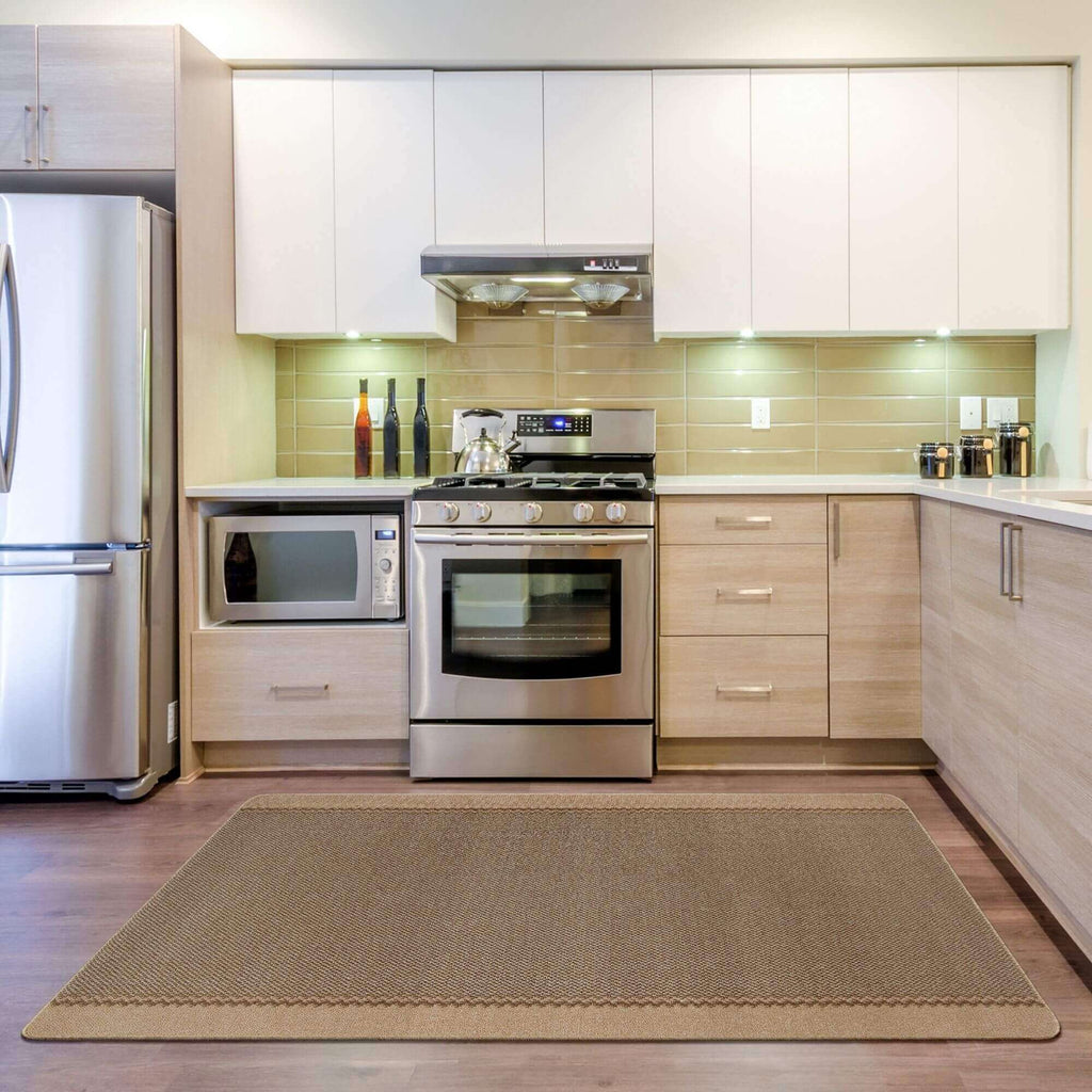 Washable Bordered Beige Modern Rug