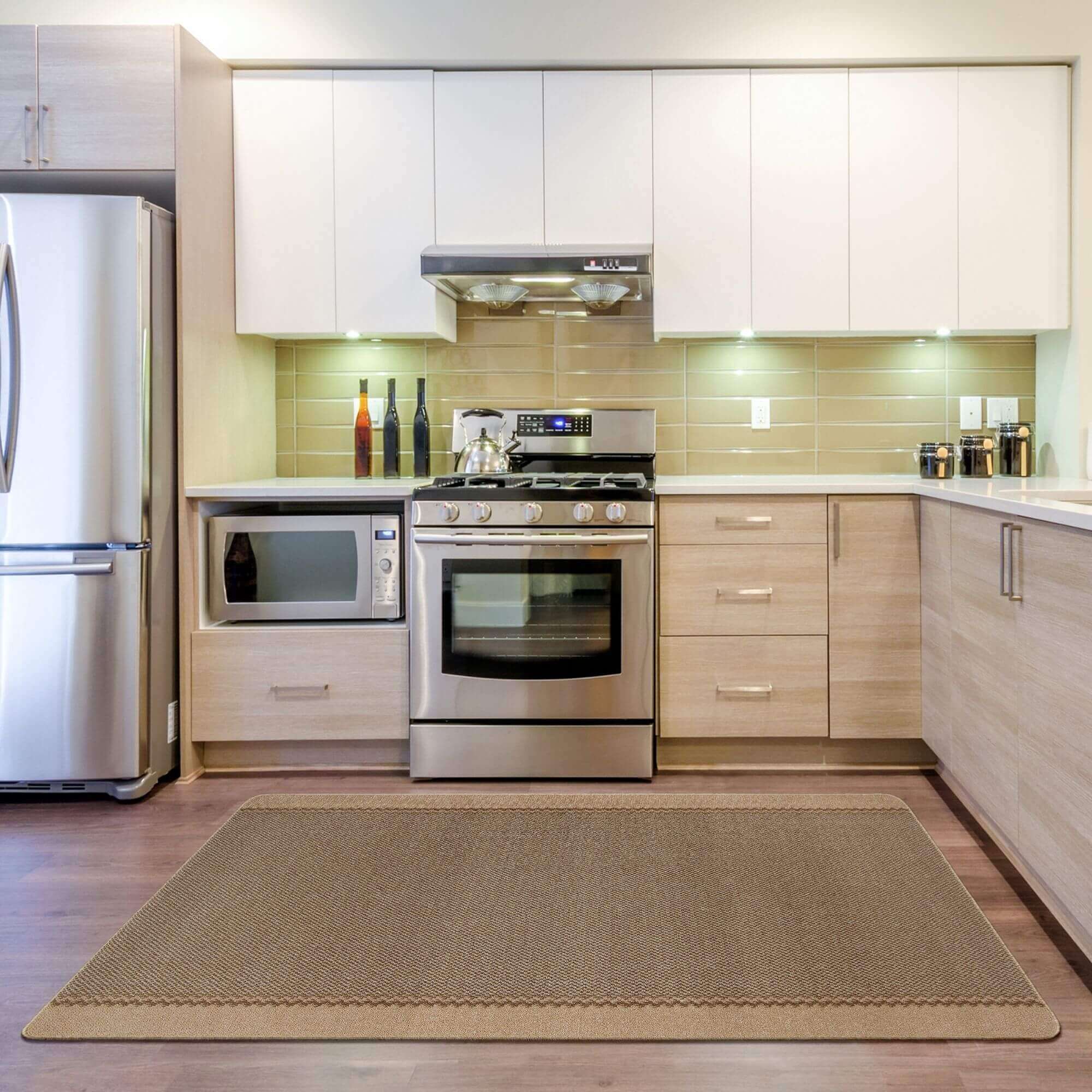 Washable Bordered Beige Modern Rug