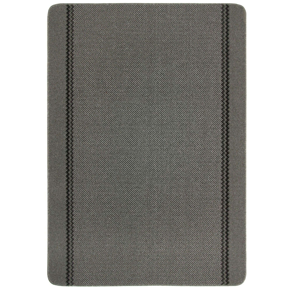 Washable Bordered Dark Grey Rug