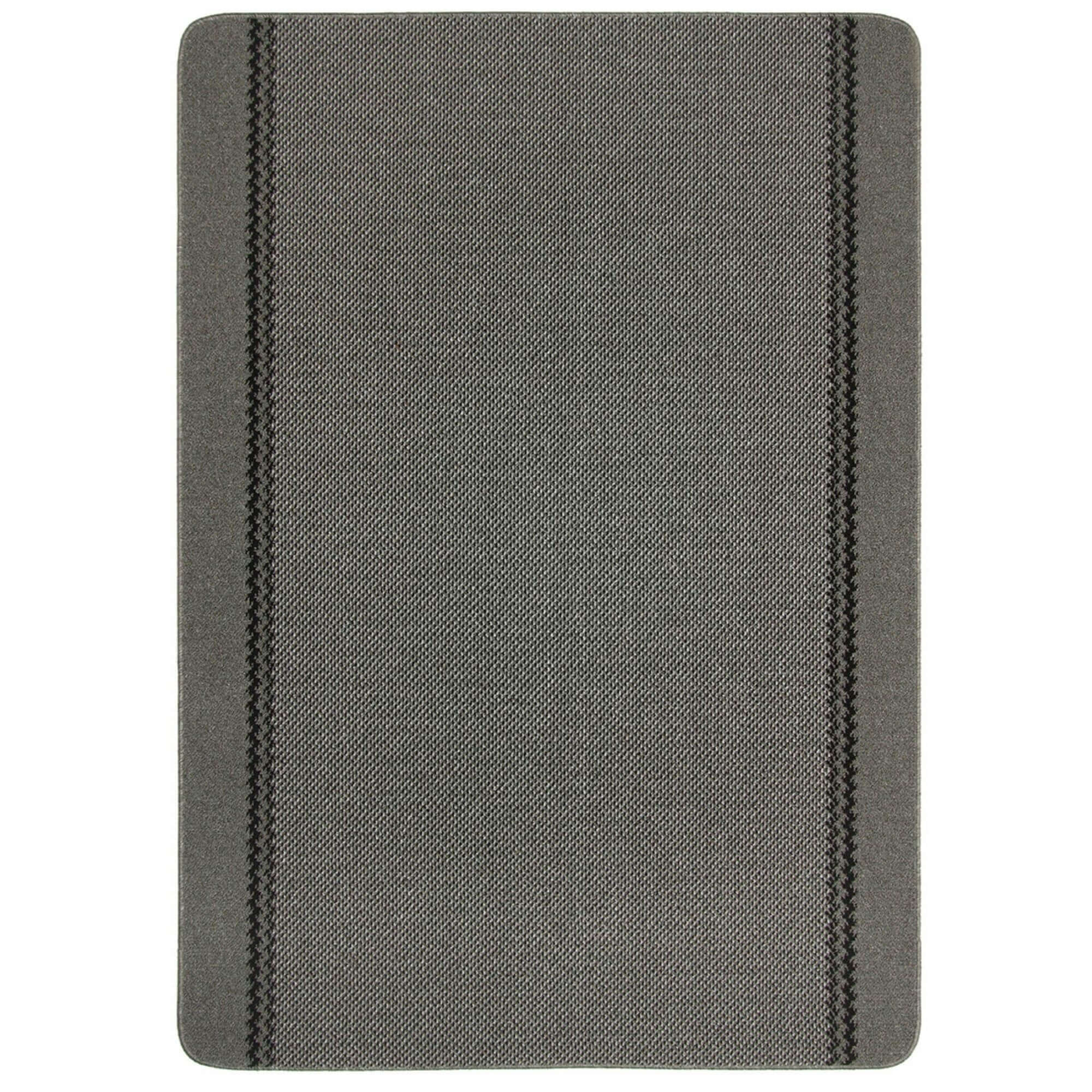 Washable Bordered Dark Grey Rug