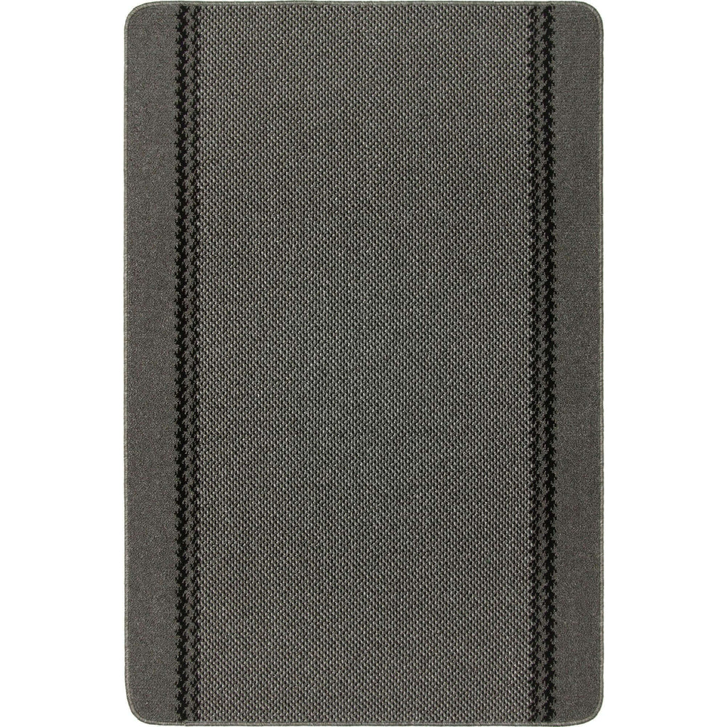 Washable Bordered Dark Grey Rug