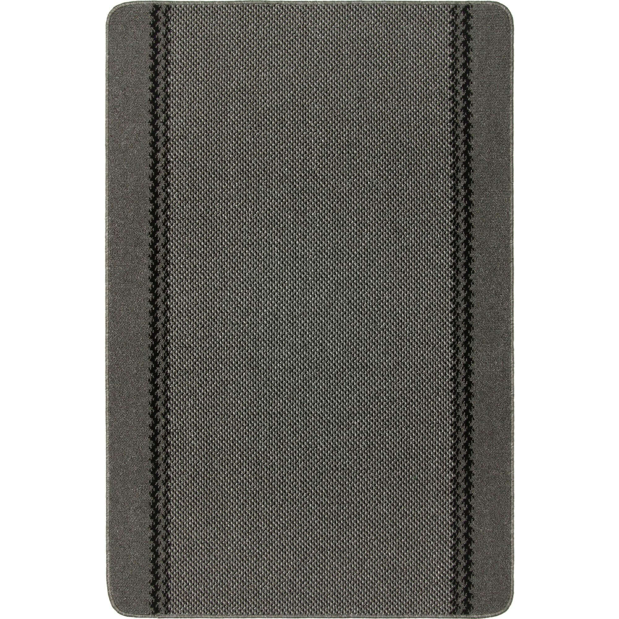 Washable Bordered Dark Grey Rug