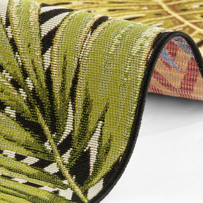Indoor-Outdoor Leaves Polyester Natural Modern Rug