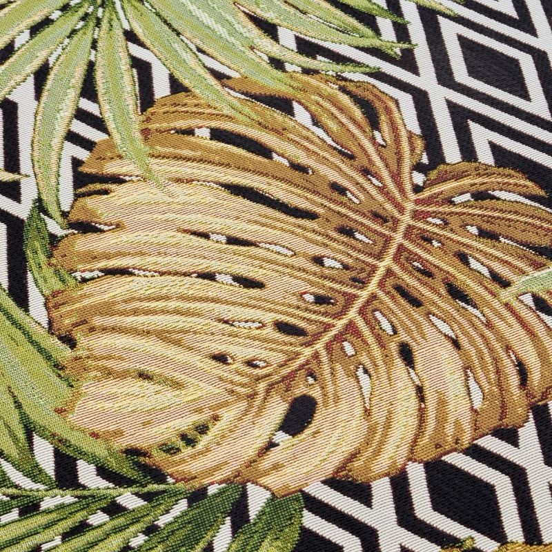 Indoor-Outdoor Leaves Polyester Natural Modern Rug