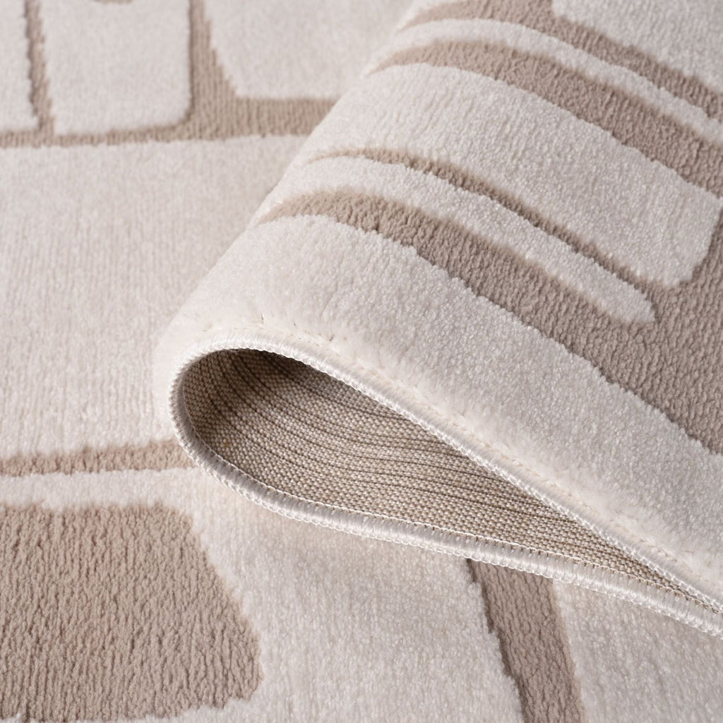 Loft Abstract Beige Jute Cream Contemporary Rug
