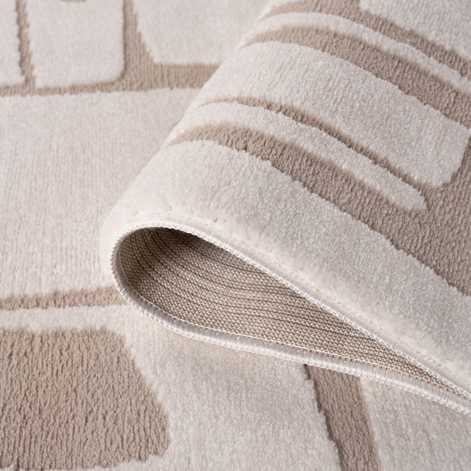 Loft Abstract Beige Jute Cream Contemporary Rug