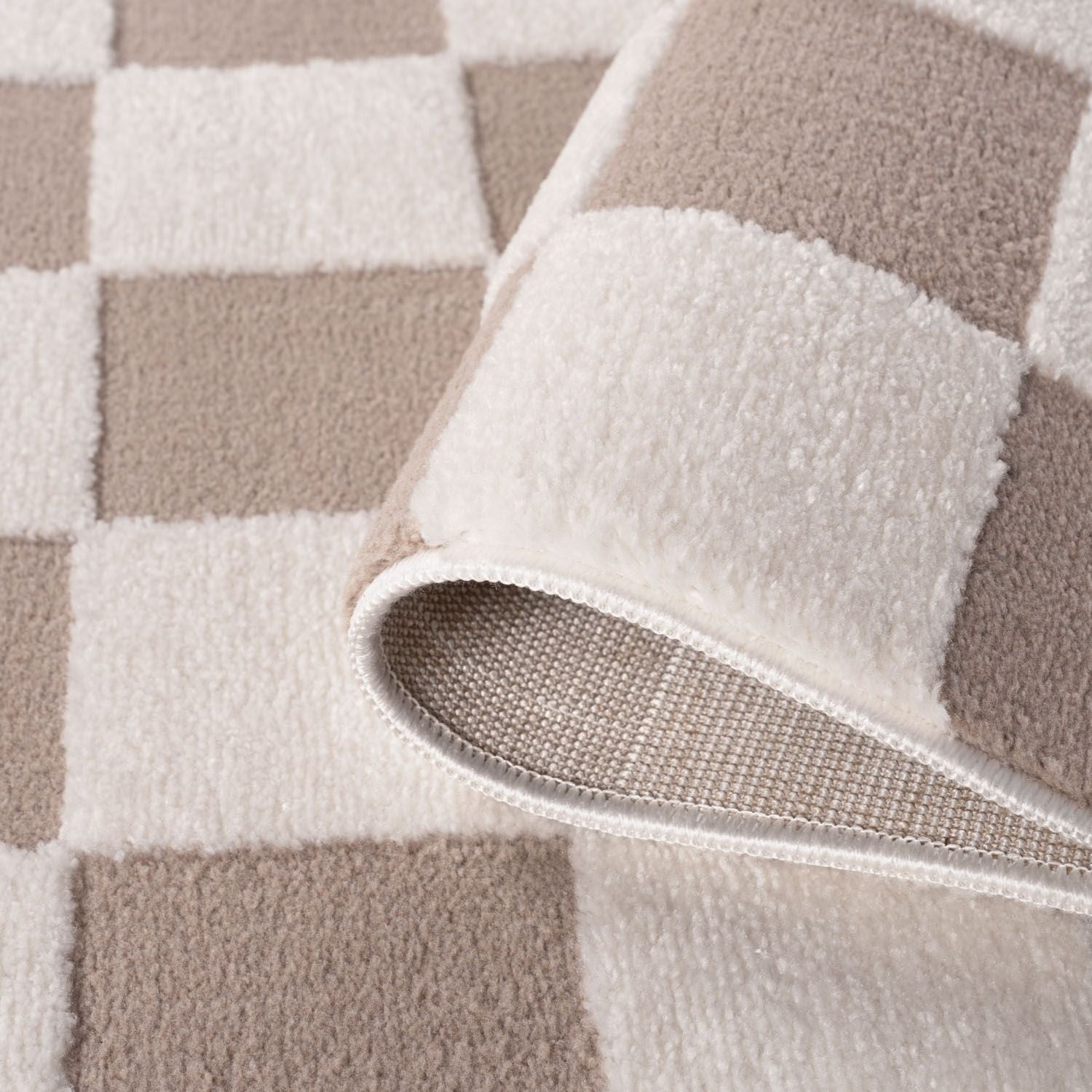 Loft Checkerboard Beige Cream Contemporary Rug