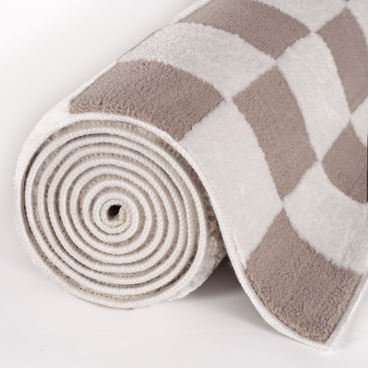 Loft Checkerboard Beige Cream Contemporary Rug
