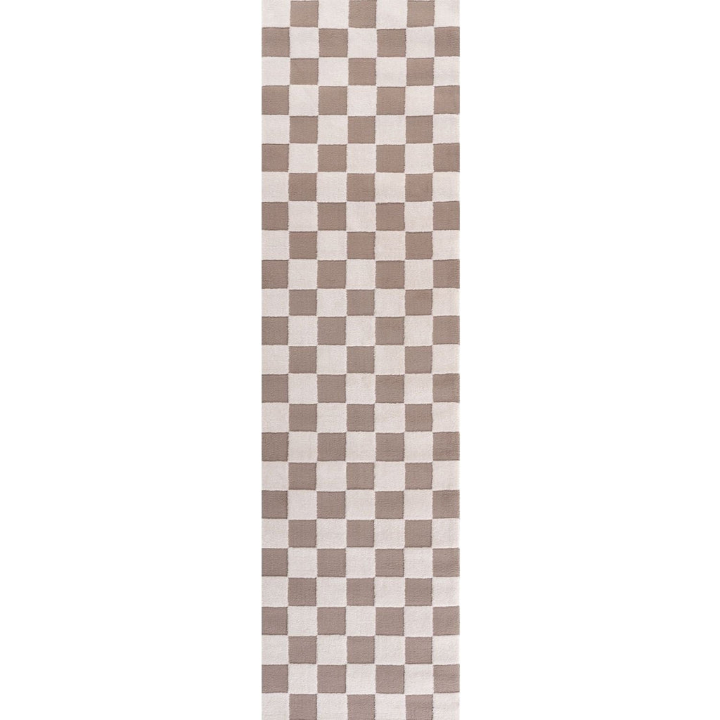 Loft Checkerboard Beige Cream Contemporary Rug